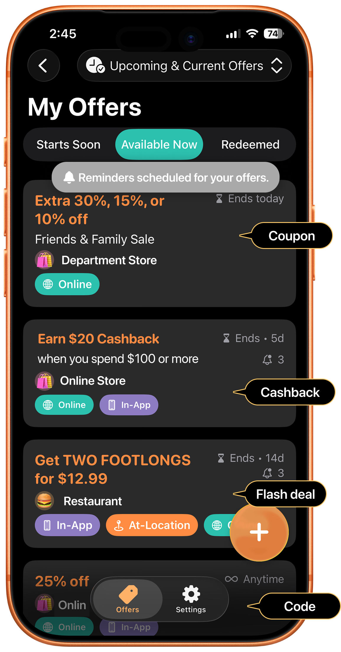 Coupon Cue app preview