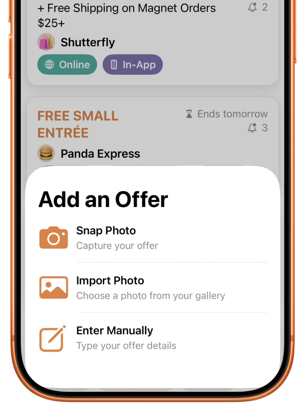 Coupon Cue capture screen